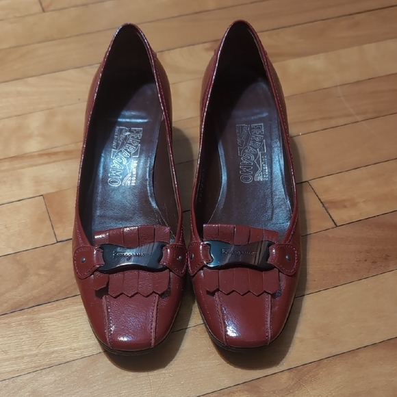 Salvatore Ferragamo Dark Brick  Red Leather Loafers 9.5 - Picture 3 of 9